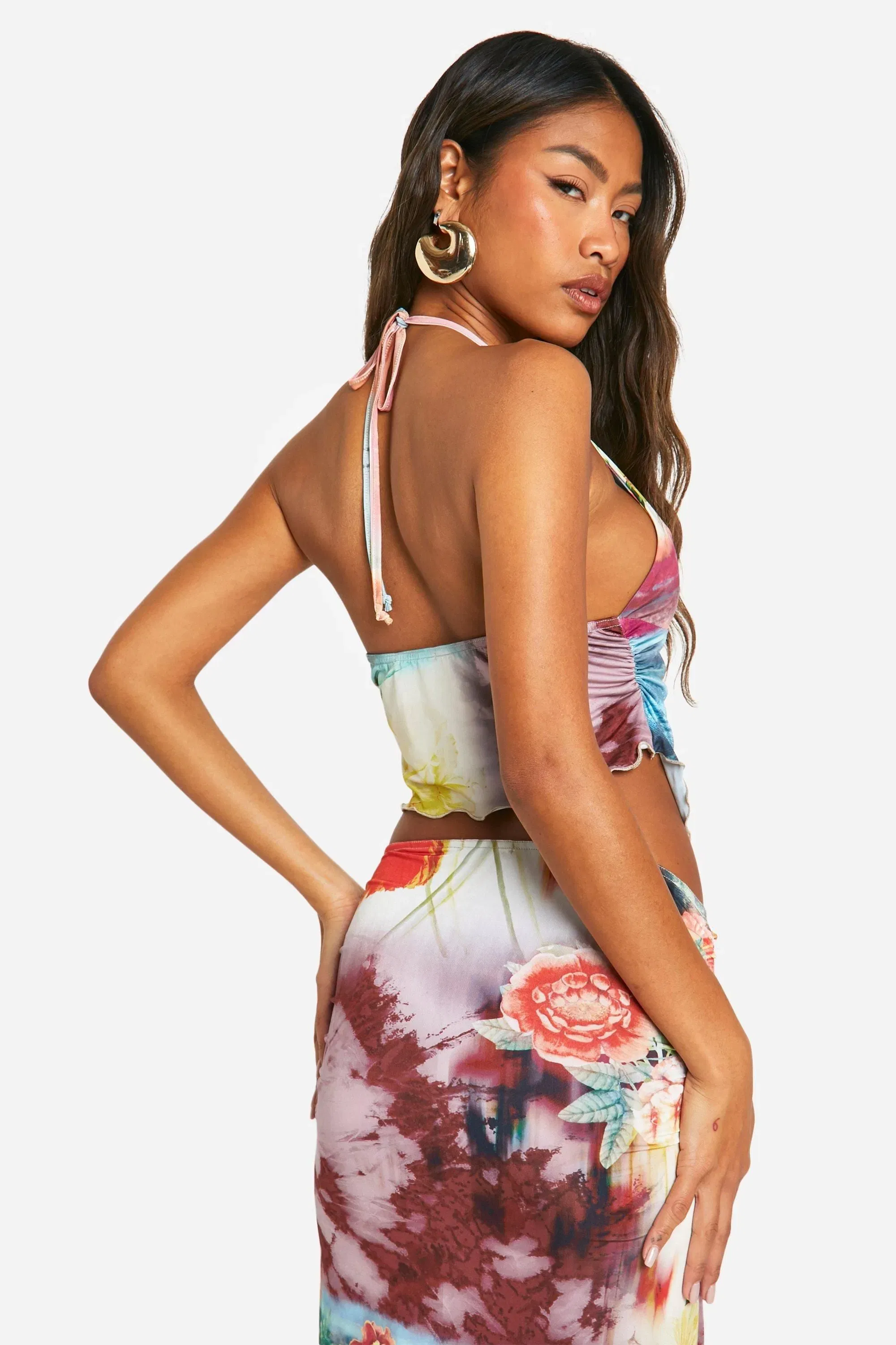 Printed Floral Halter Neck Top