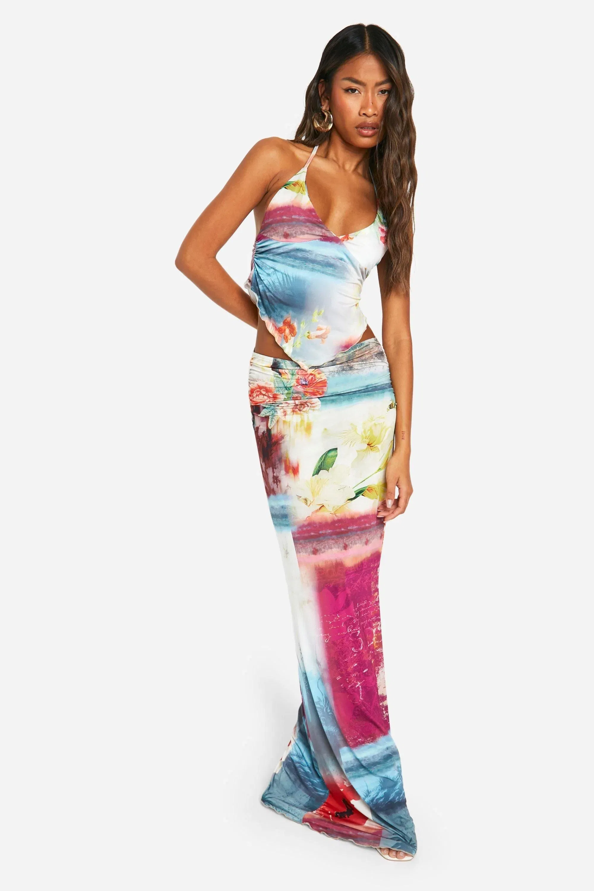Printed Floral Halter Neck Top