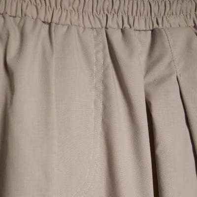 Beige Barrel Leg Pleated Trousers