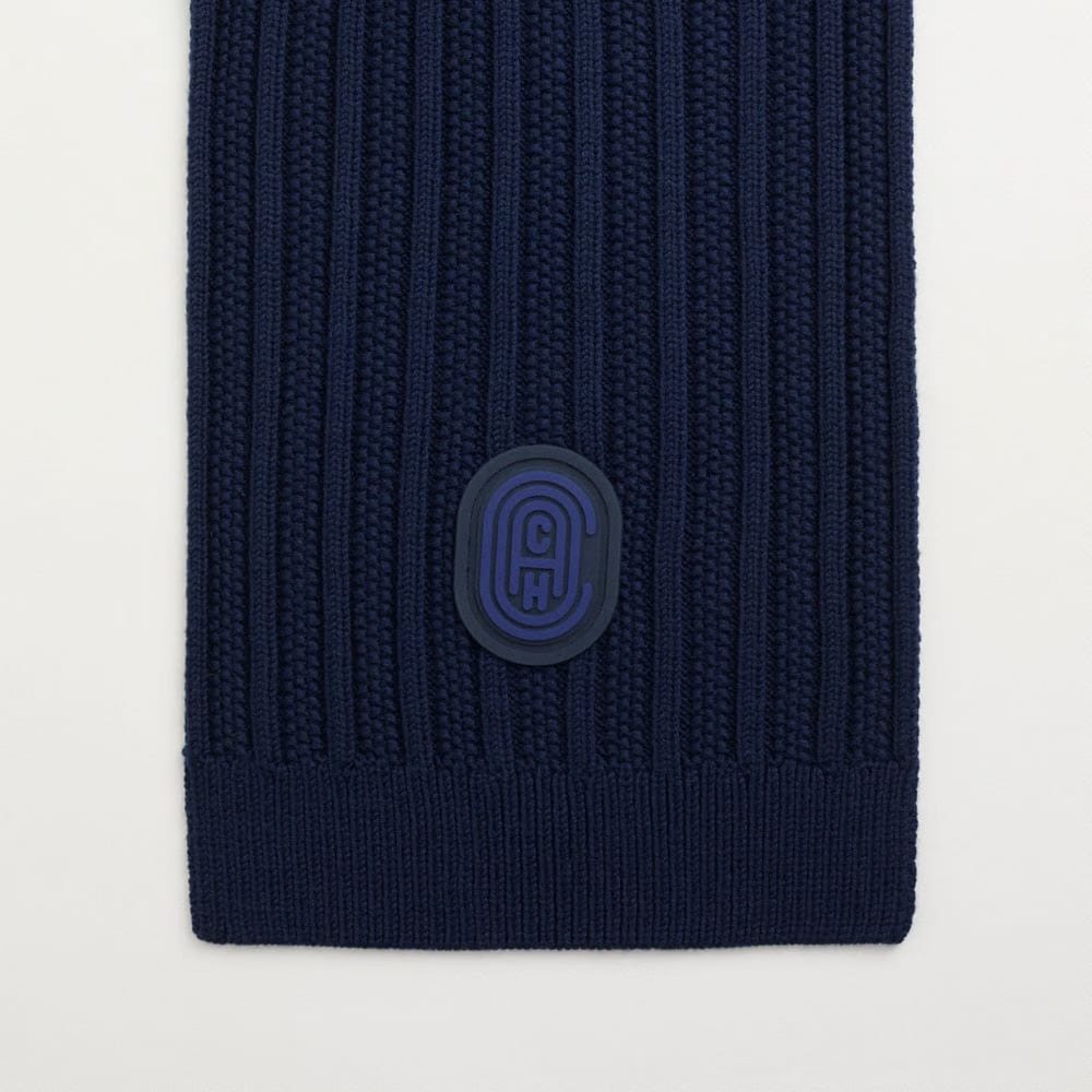 Restored Double Signature Retro Patch Knit Scarf