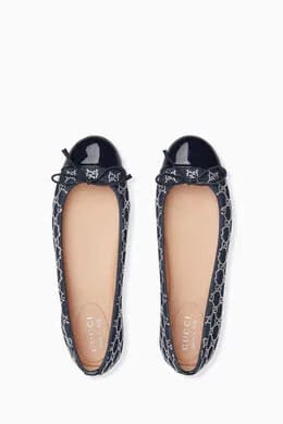 GG Crystal Ballet Flats in Denim