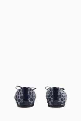 GG Crystal Ballet Flats in Denim
