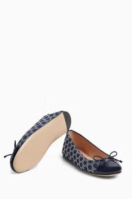 GG Crystal Ballet Flats in Denim
