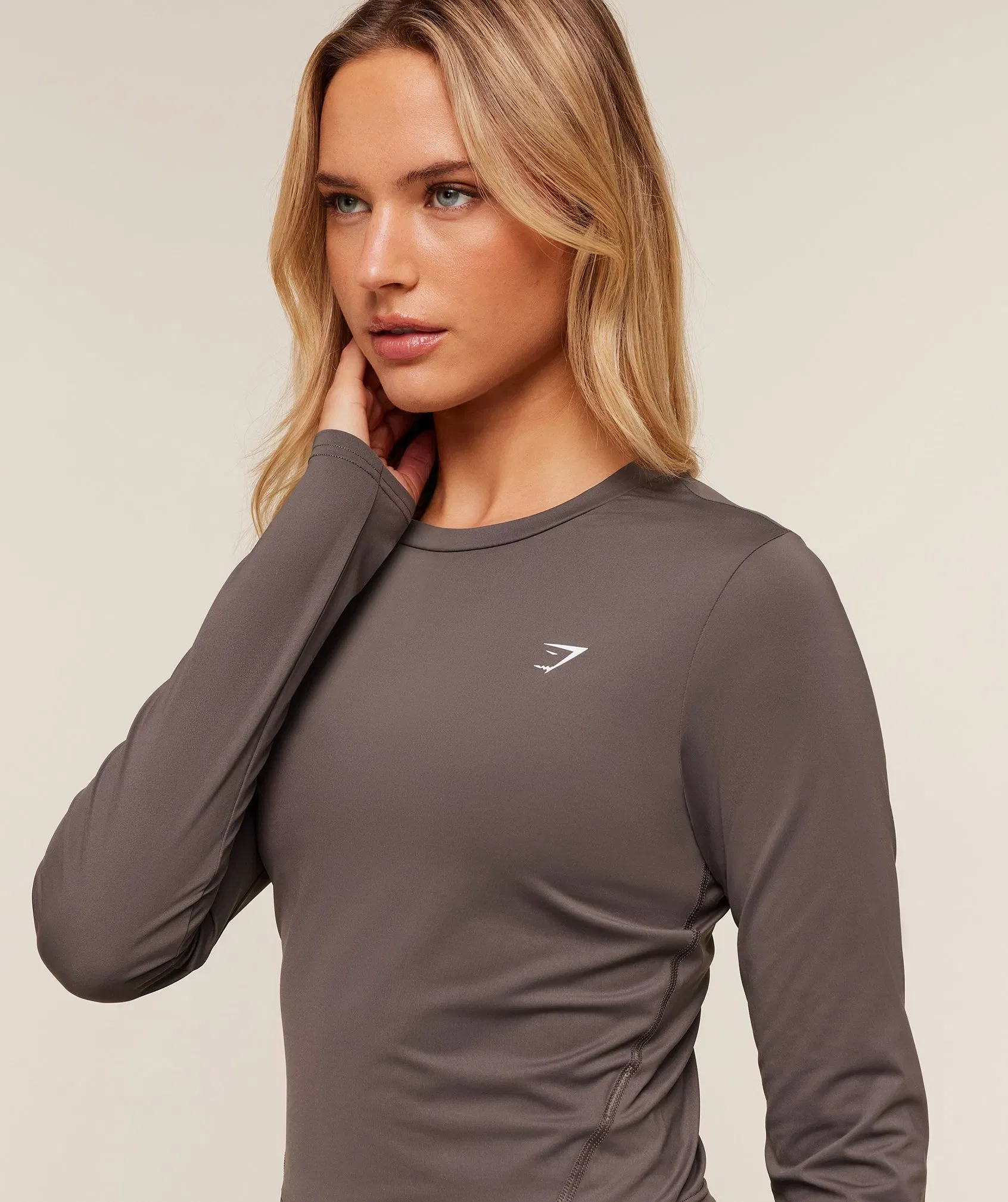 Gymshark Training Midi Long Sleeve Top - Cool Brown