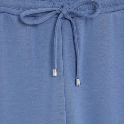 Blue Premium Drawstring Wide Leg Joggers