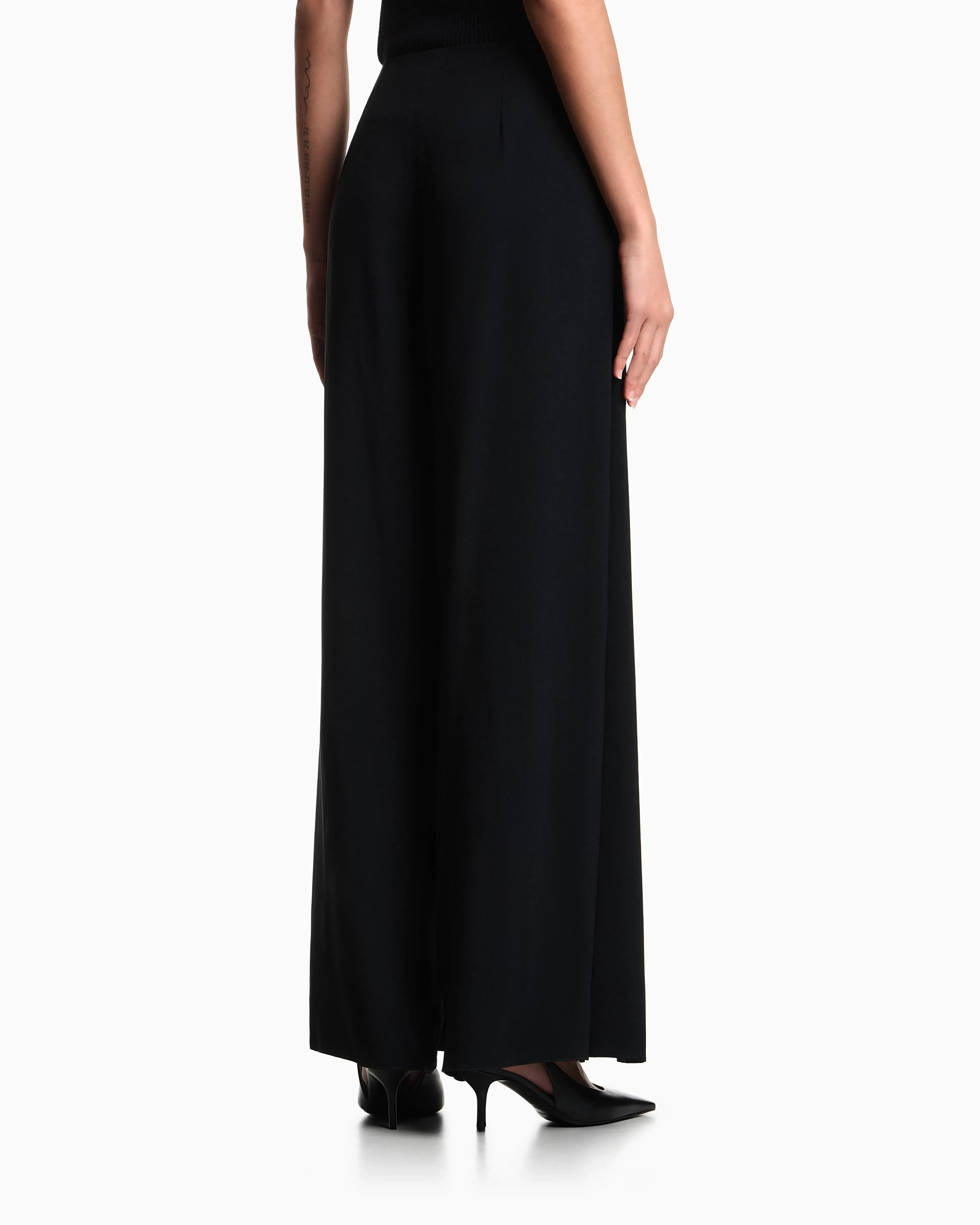 Emporio Armani Trousers with piercing closure in wide-leg satin