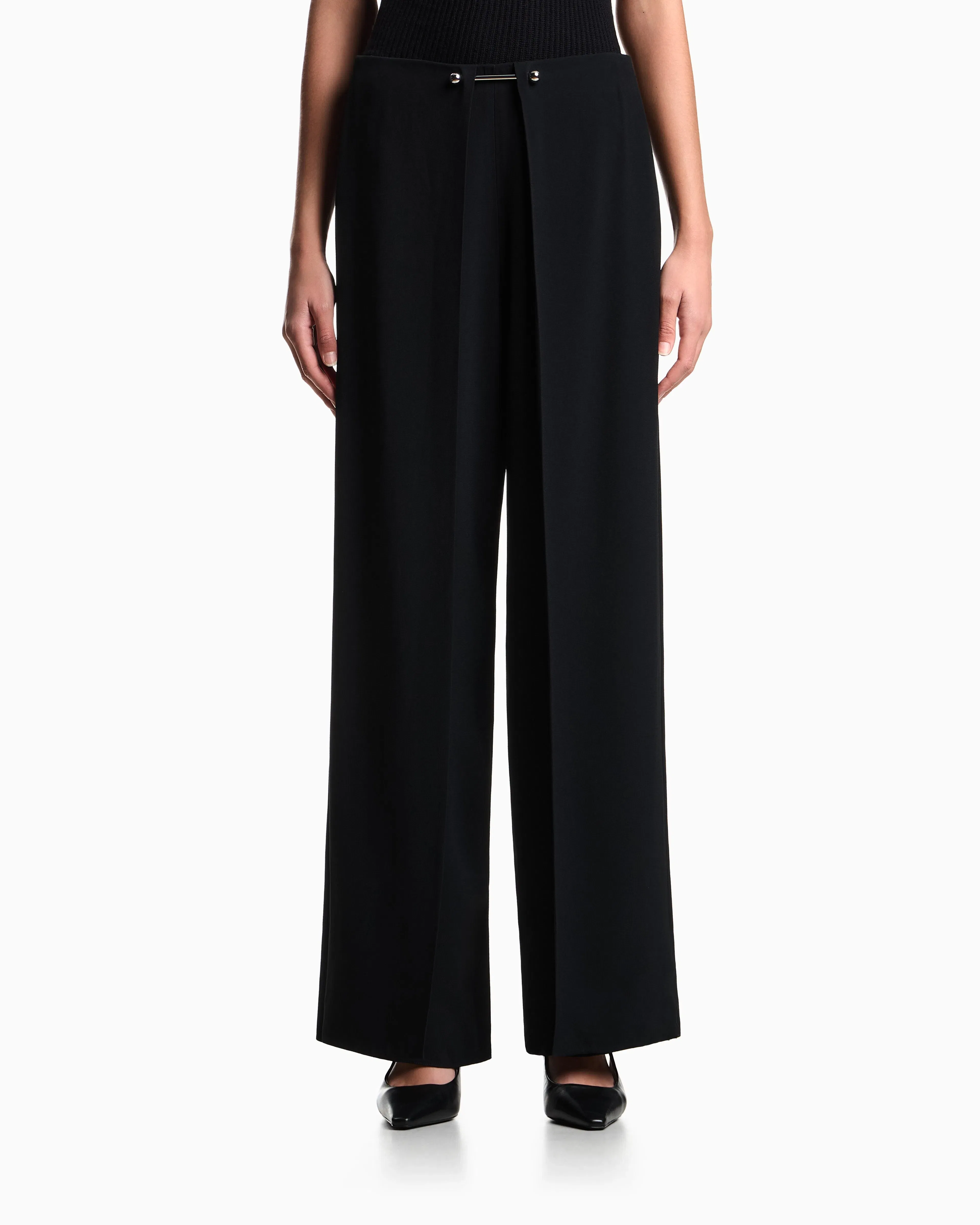 Emporio Armani Trousers with piercing closure in wide-leg satin