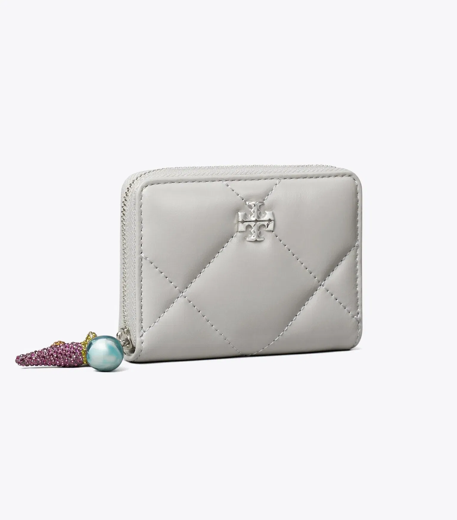 Small Kira Diamond Quilt Charm Zip-Around Wallet