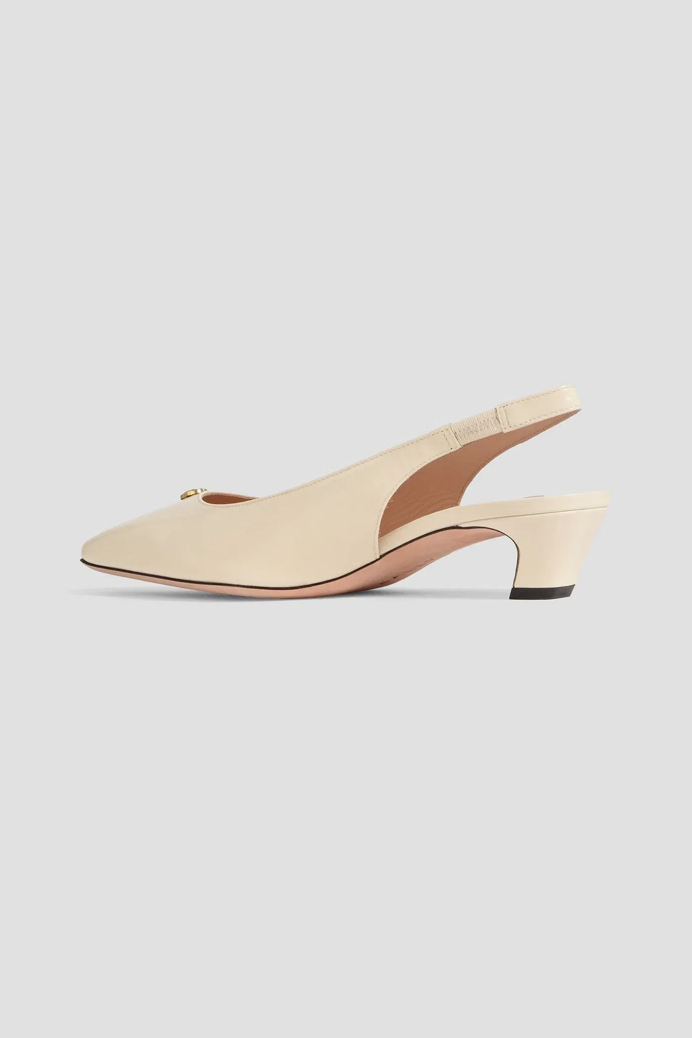 Bally Selika Patent-Leather Slingback Pumps Ivory Women's