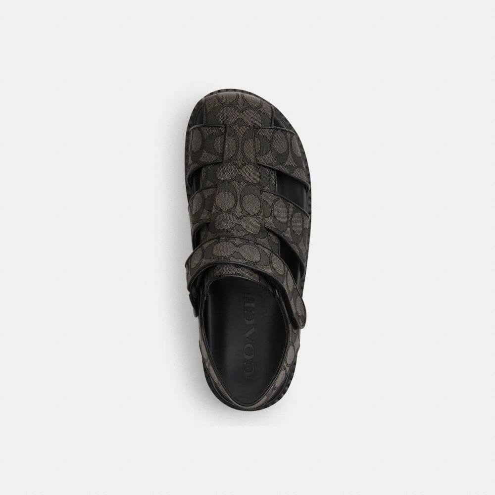 Men's Coach Fisherman Sandal In Signature Jacquard Graphite Black