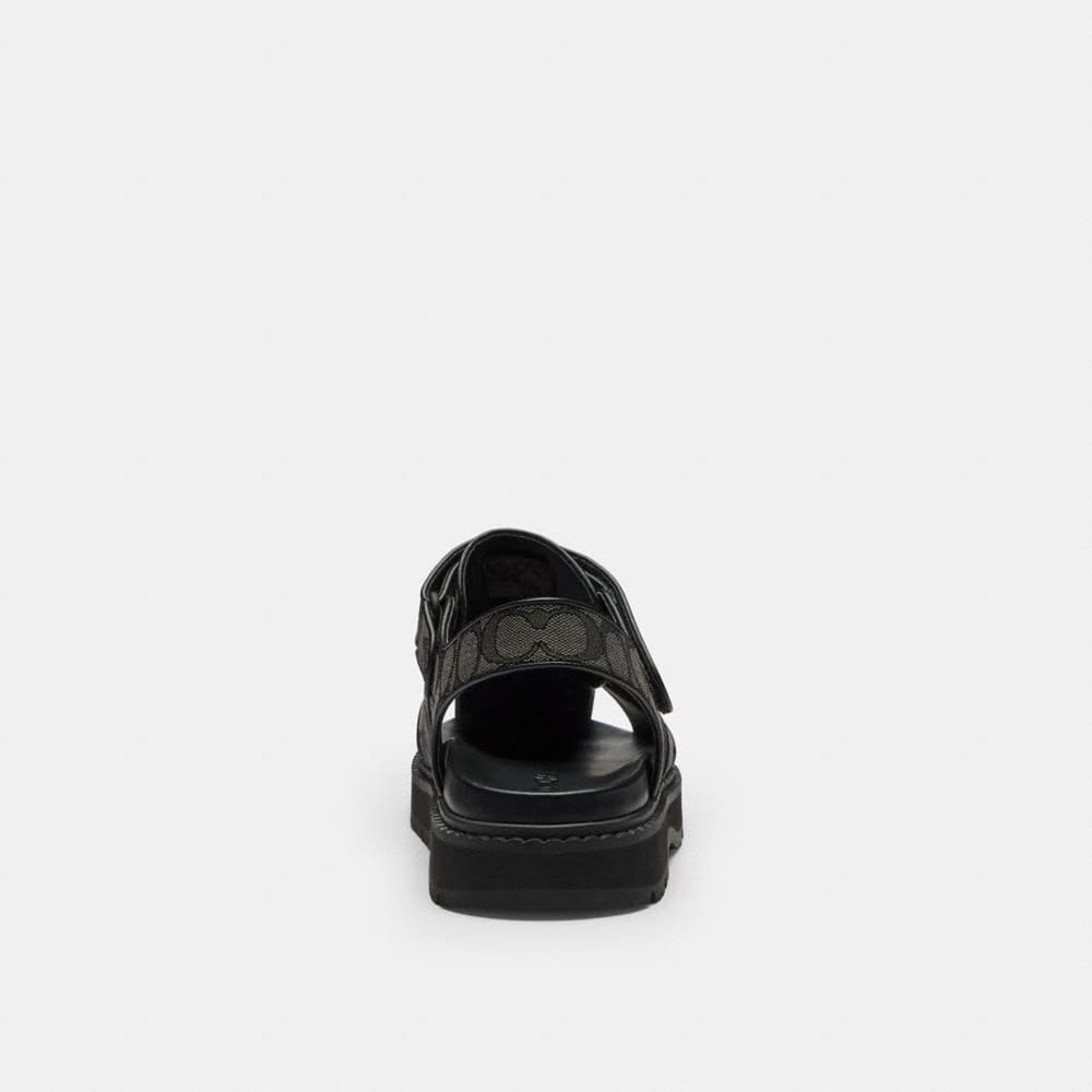 Men's Coach Fisherman Sandal In Signature Jacquard Graphite Black