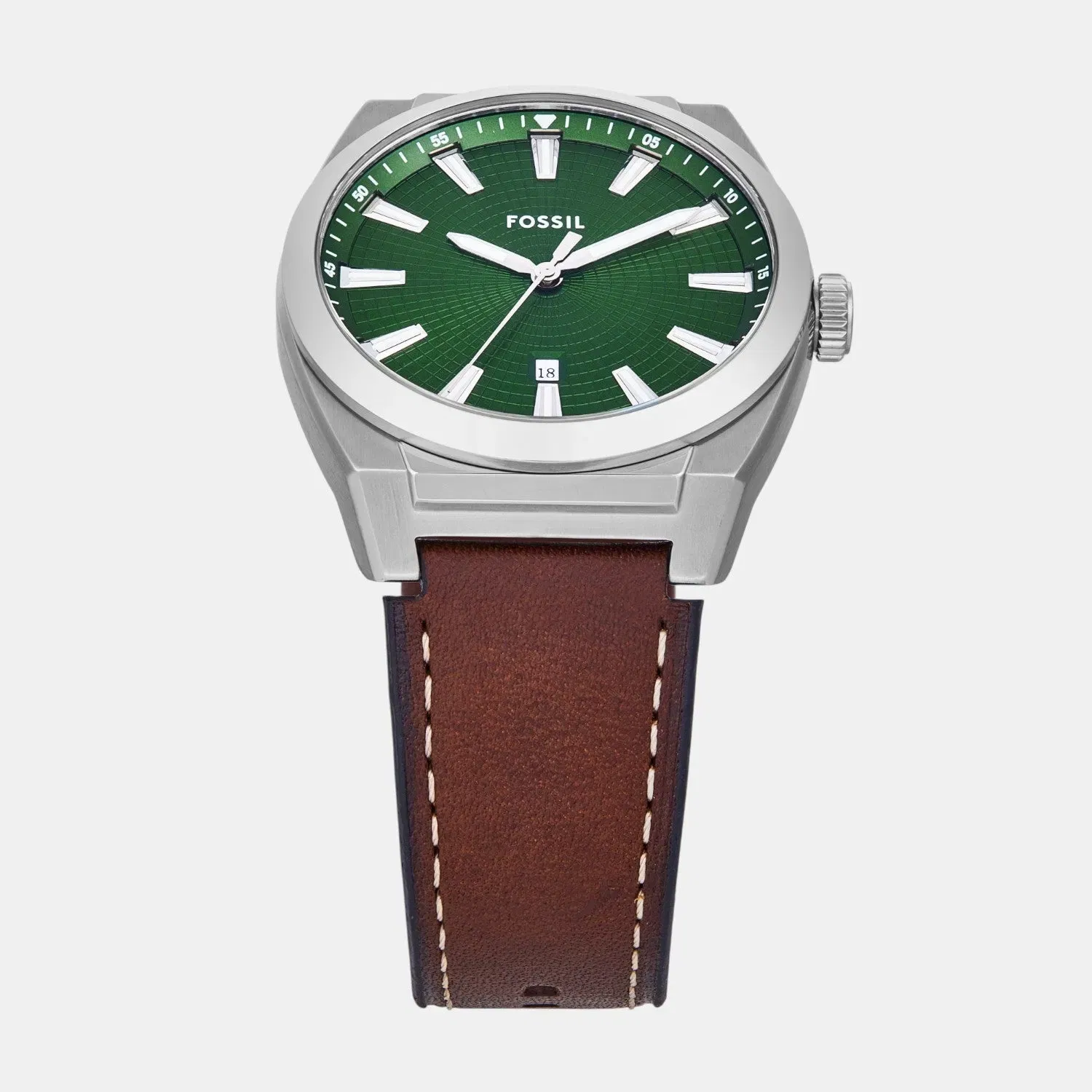 Fossil Everett Men Quartz Green Dial Analog Leather Watch Fs6080Set