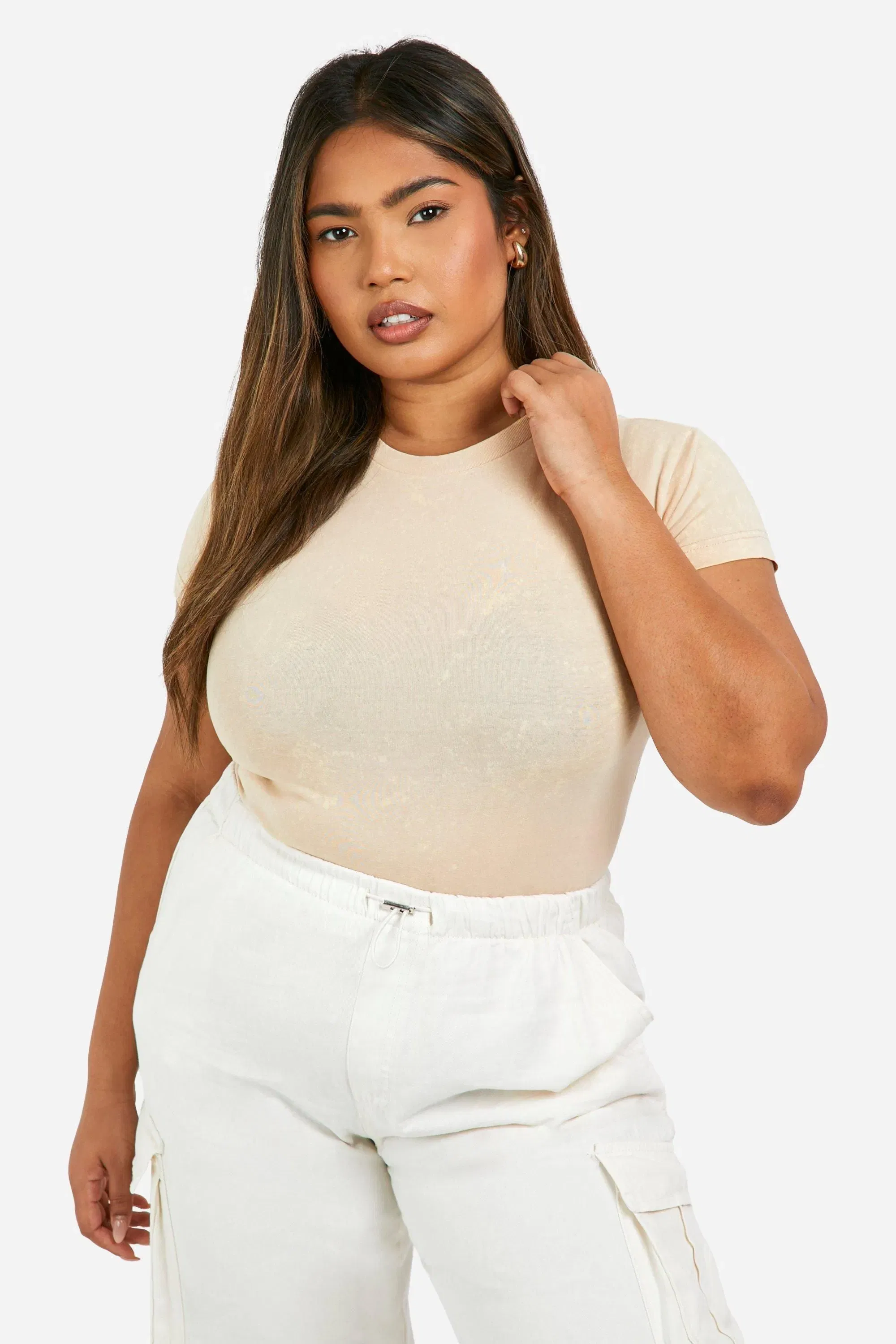 Plus Washed Crew Neck T-shirt
