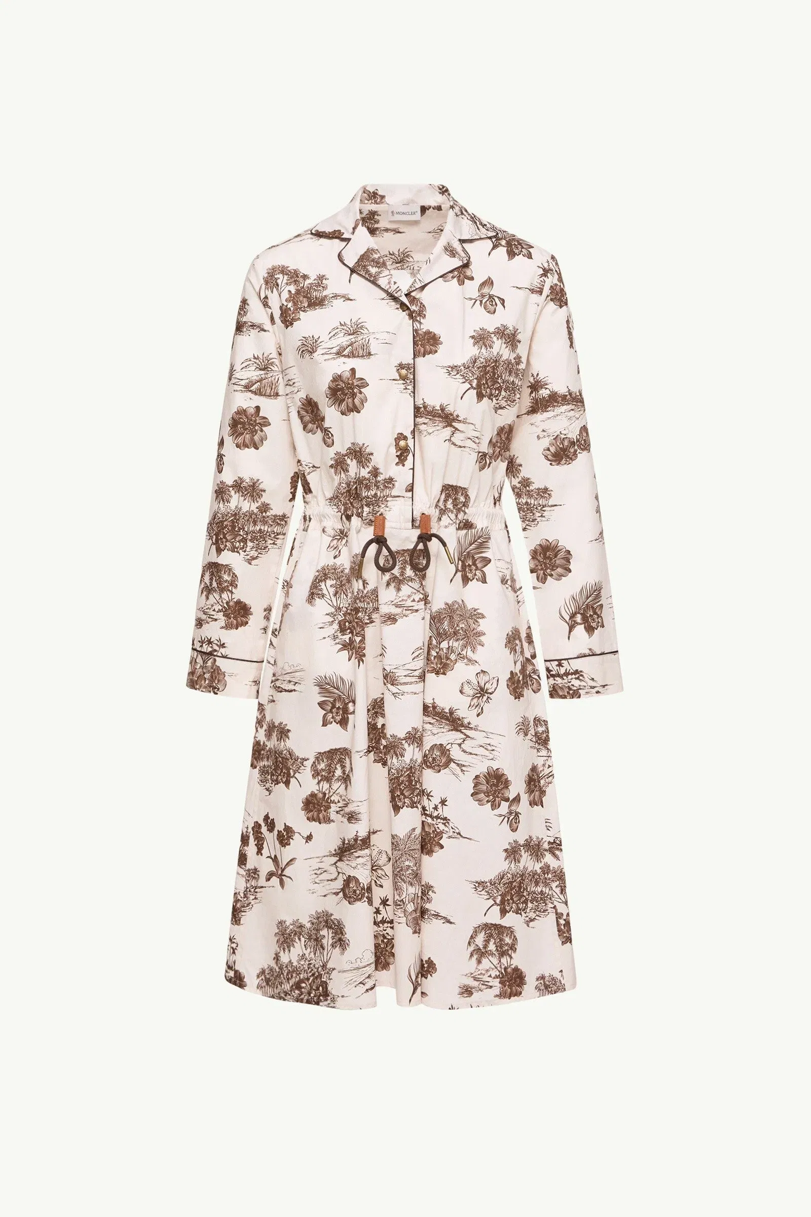 Moncler Floral Knee Length Shirt Dress White Ivory White Ivory