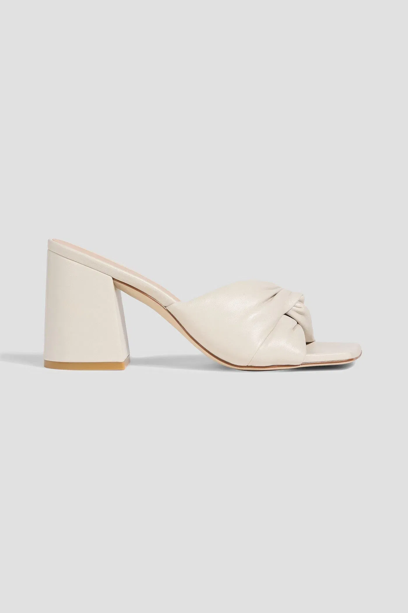 Stuart Weitzman Glamknot 85 Leather Mules Ecru Women's