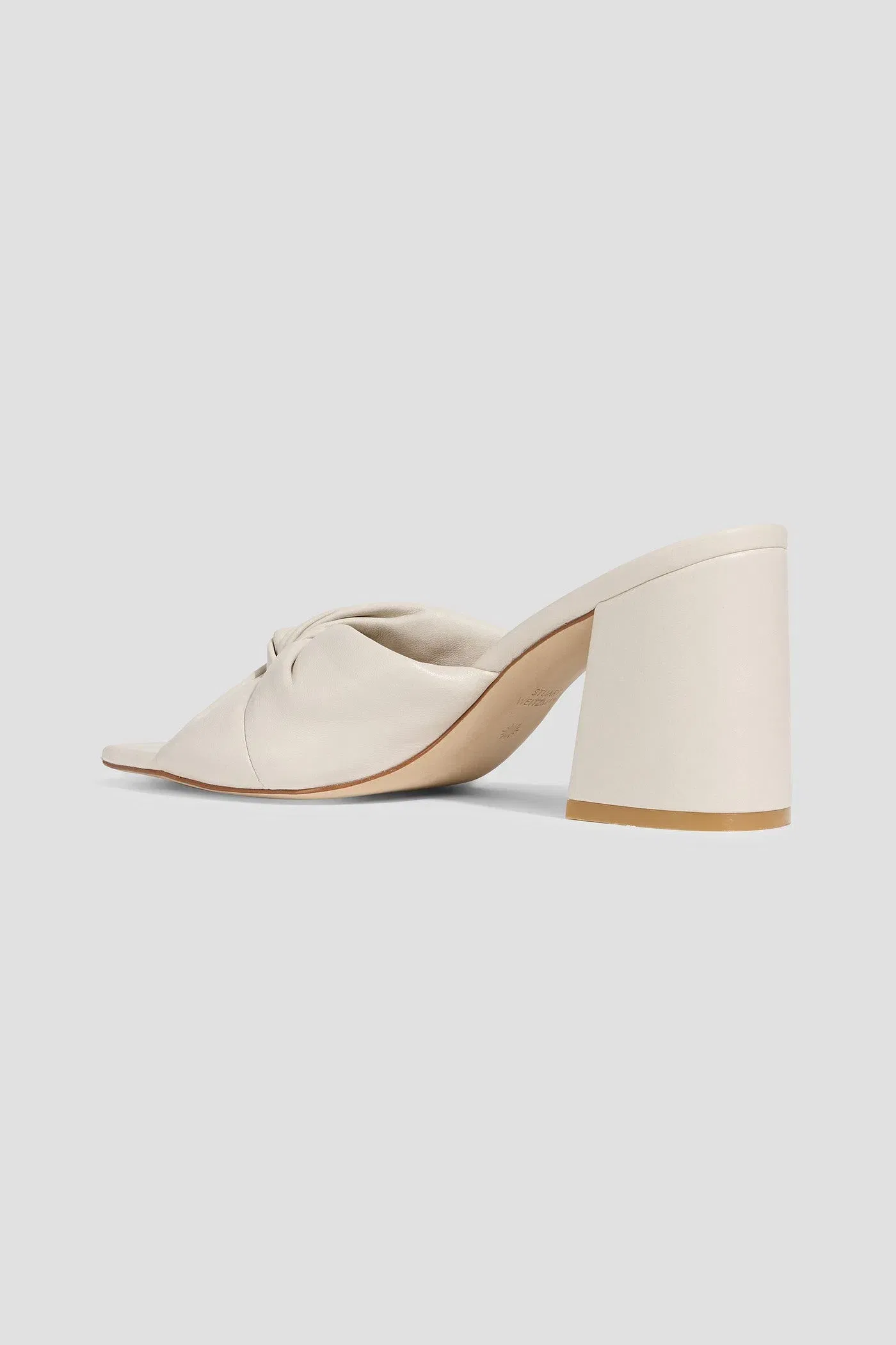 Stuart Weitzman Glamknot 85 Leather Mules Ecru Women's