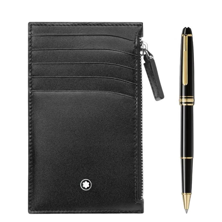Montblanc Meisterstuck Classique Rollerball Pen And Leather Pocket 5 Credit Card Set