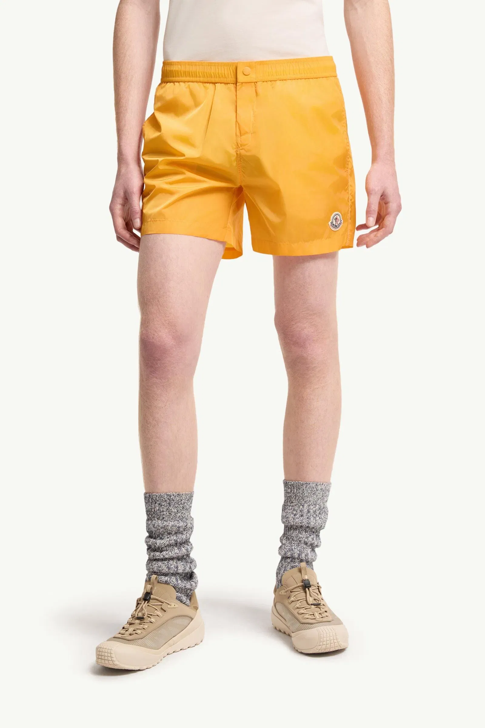 Moncler Logo Swim Shorts Yellow Yellow