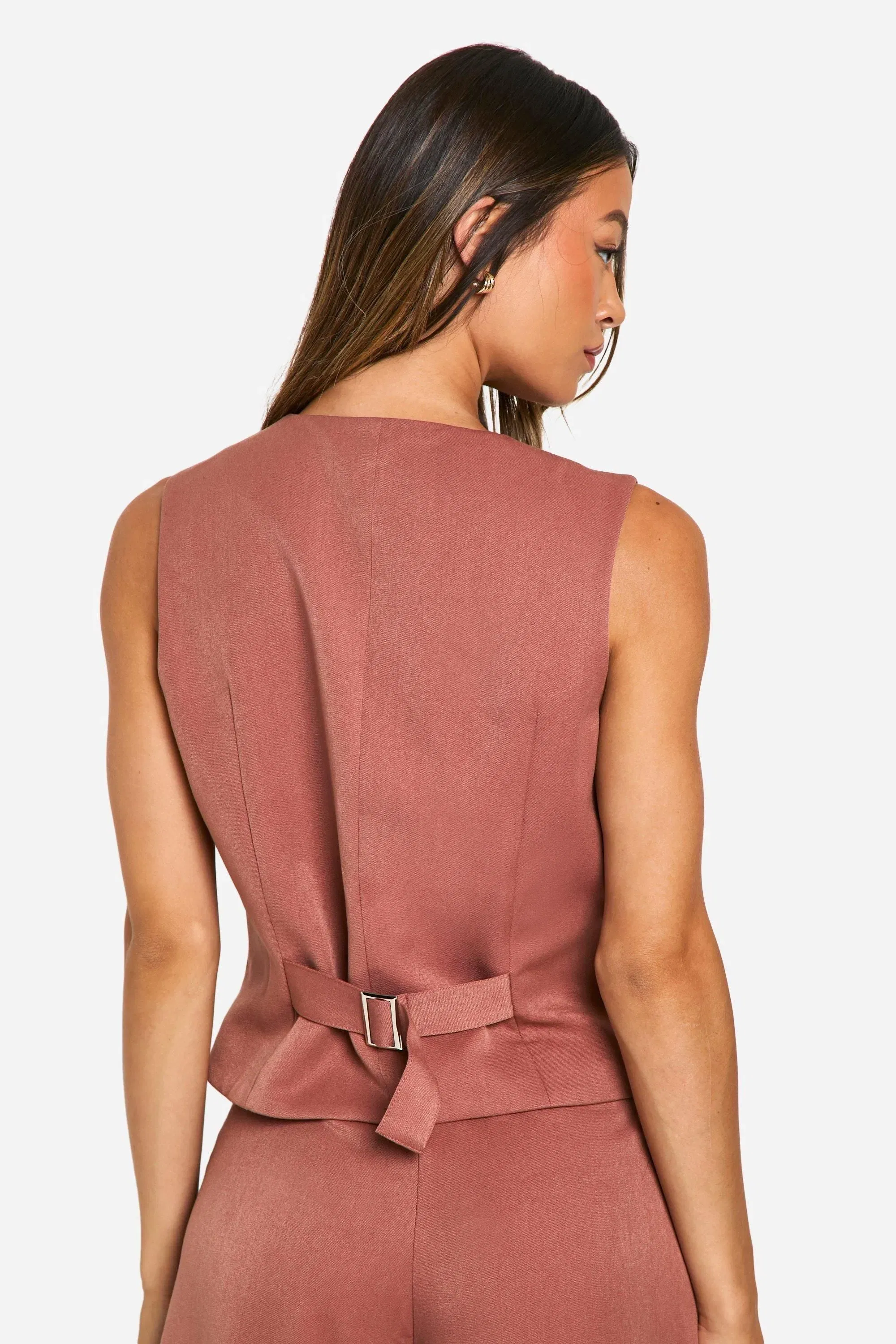 Tall Mock Horn Button Fitted Waistcoat
