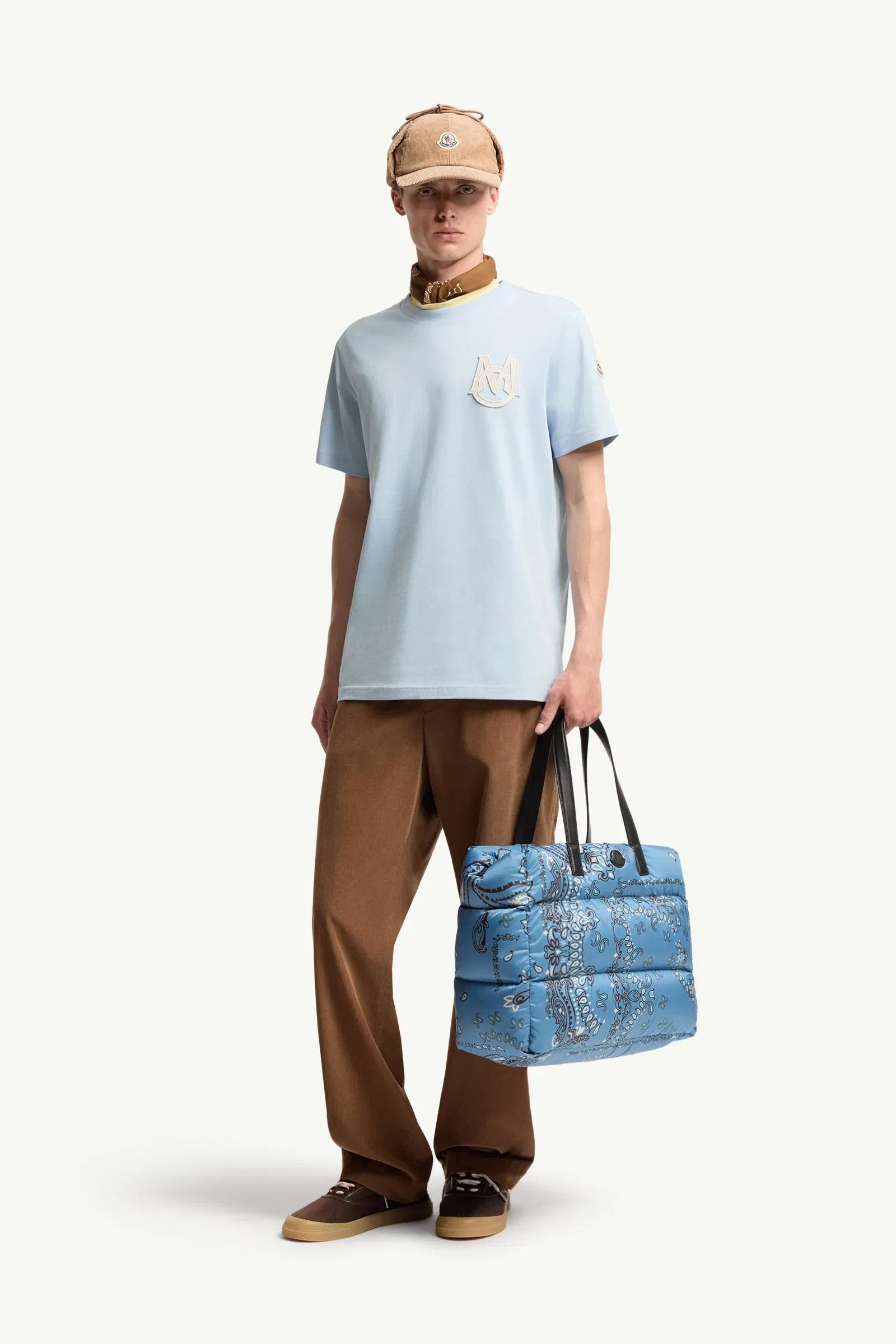 Moncler Monogram Cotton T-Shirt Light Blue Light Blue