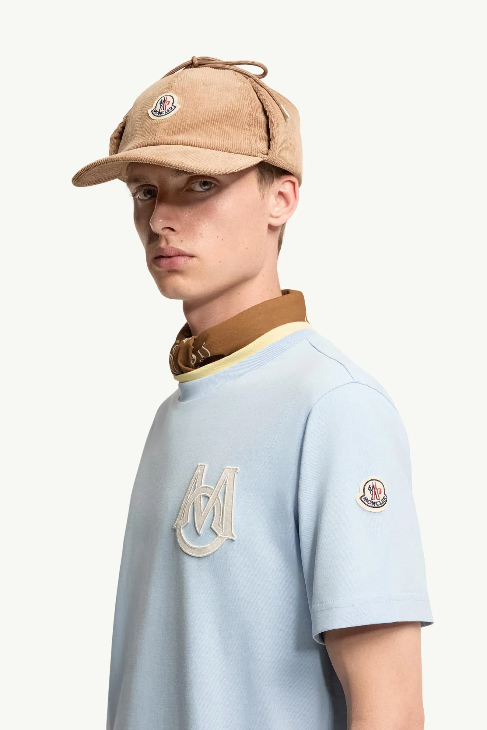 Moncler Monogram Cotton T-Shirt Light Blue Light Blue