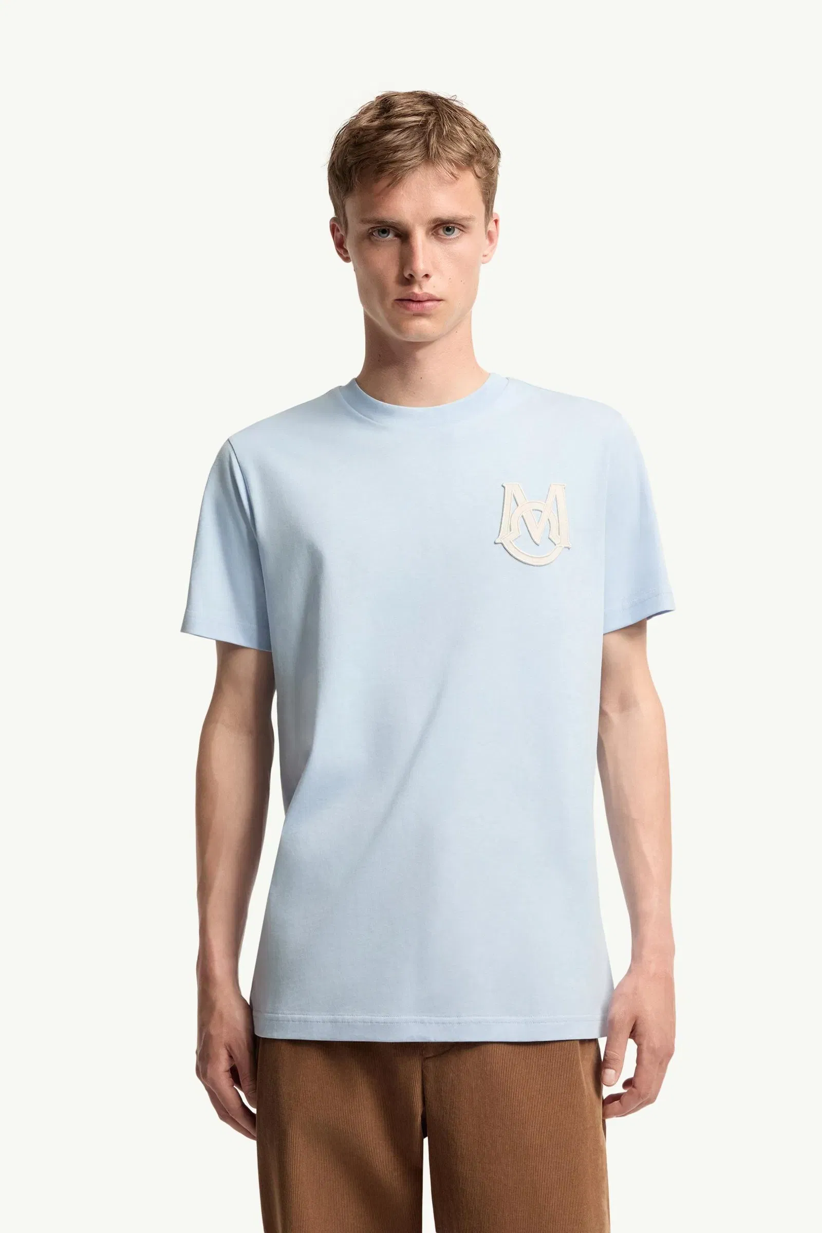 Moncler Monogram Cotton T-Shirt Light Blue Light Blue
