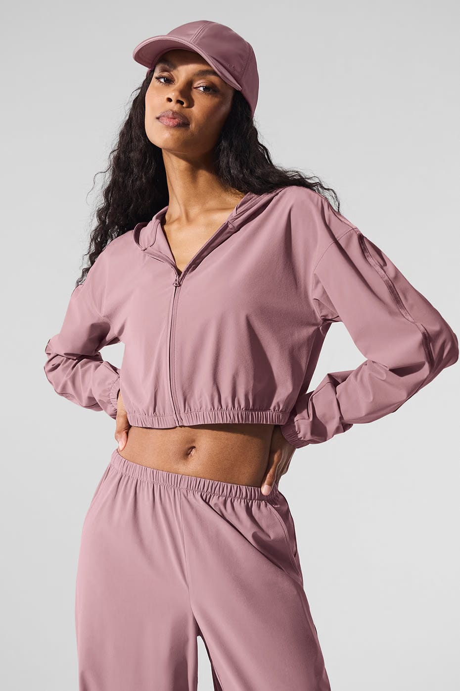 Alo Yoga Cropped Breezy Full-Zip Hoodie