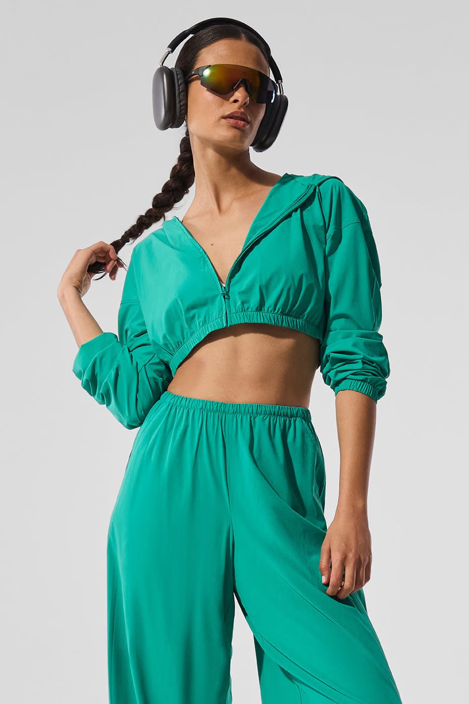 Alo Yoga Cropped Breezy Full-Zip Hoodie