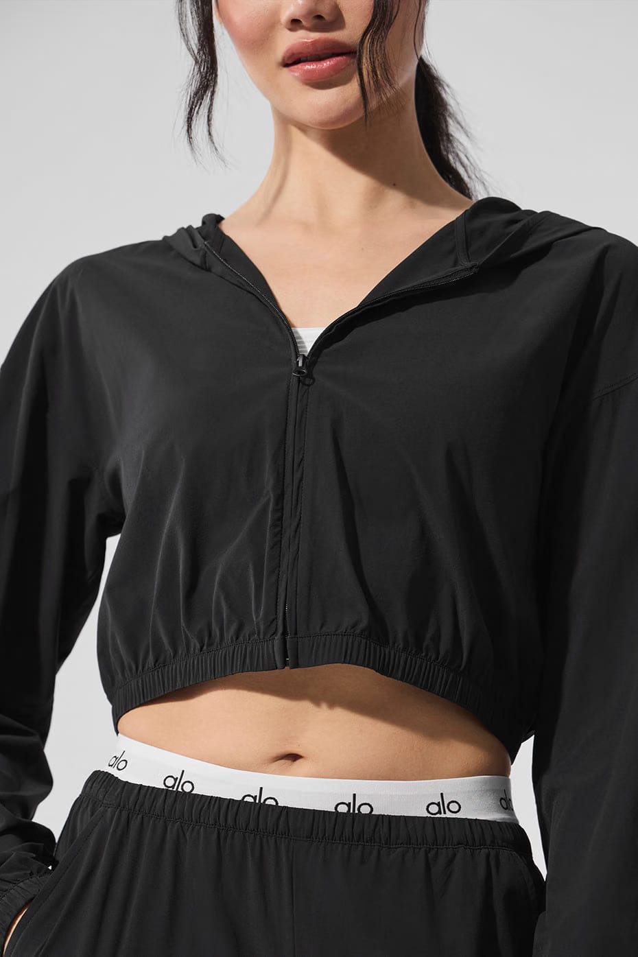 Alo Yoga Cropped Breezy Full-Zip Hoodie