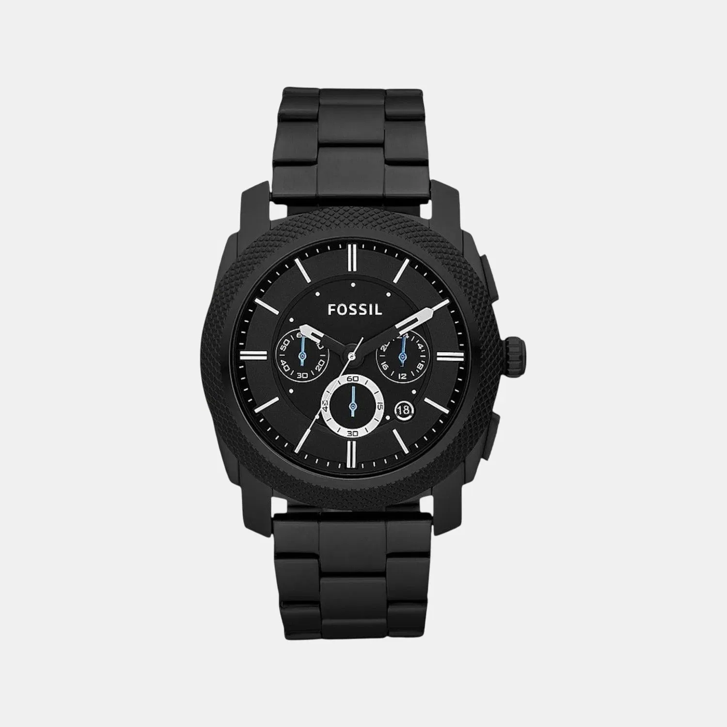 Fossil Machine Men Quartz Black Dial Chronograph Stainless Steel Watch Fs4552