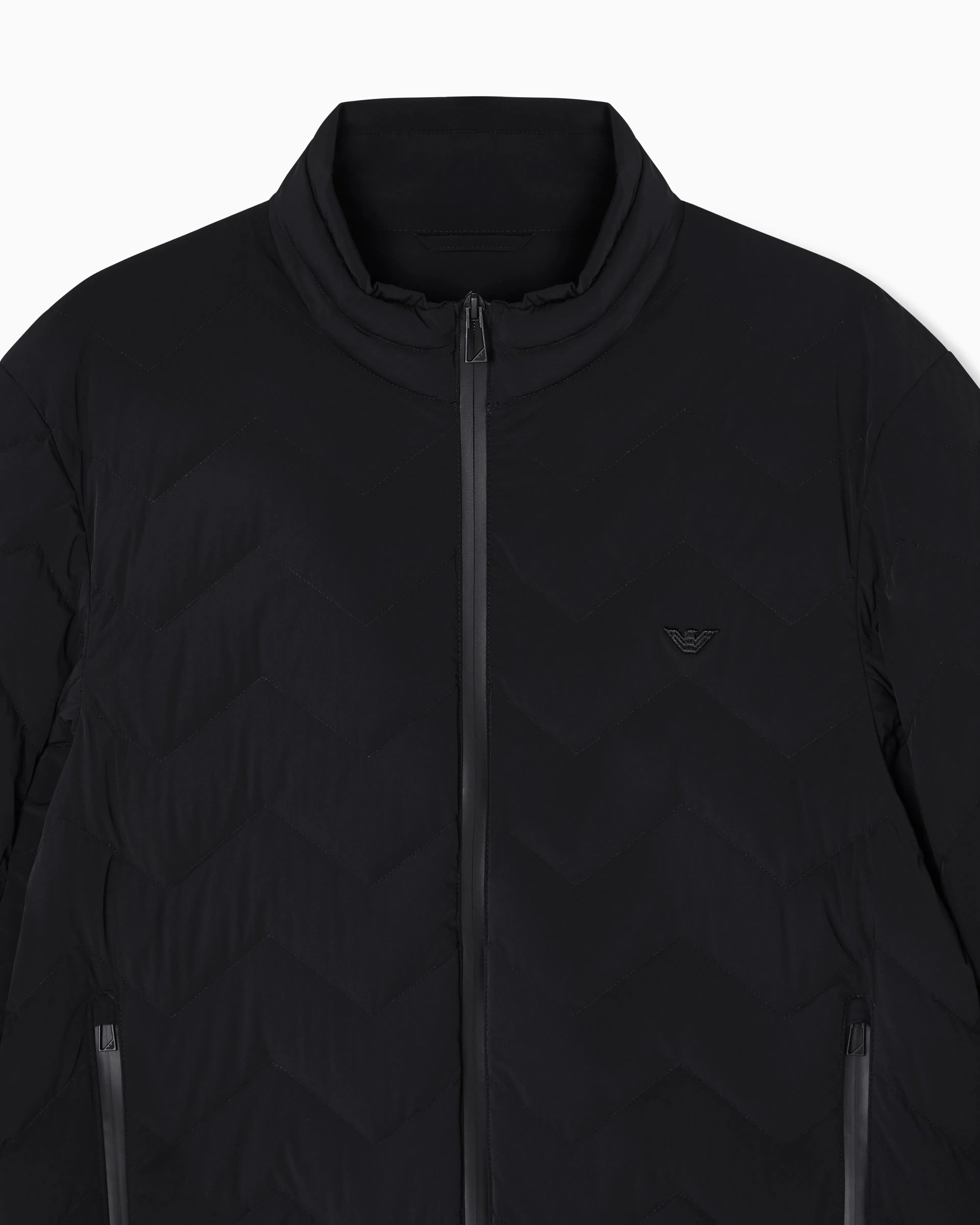 Emporio Armani Nylon down jacket with zip and chevron quilting Essential