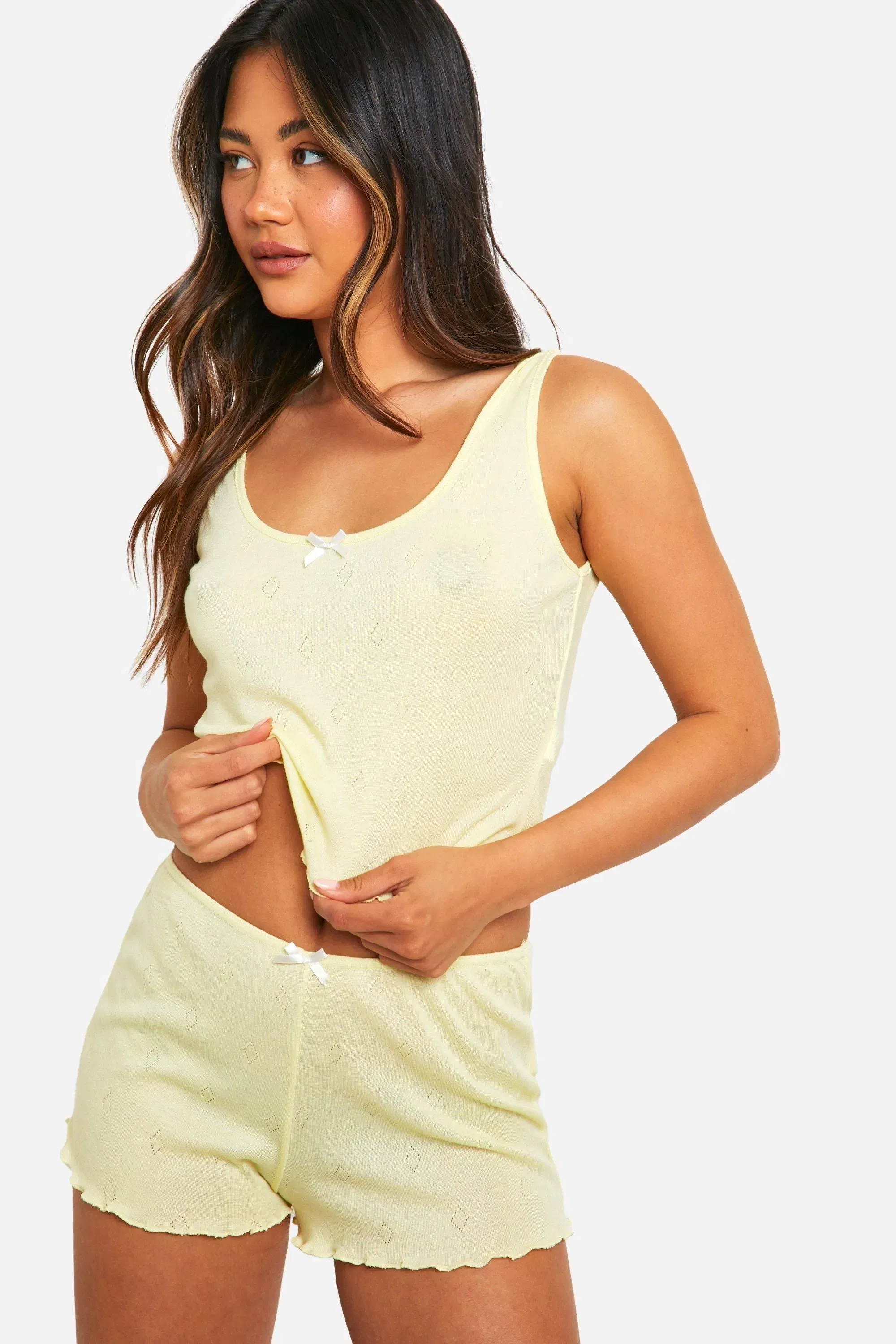 Pointelle Bow Detail Short