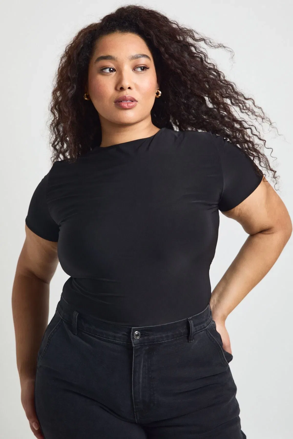 Plus Double Layer Slinky Fitted Bodysuit