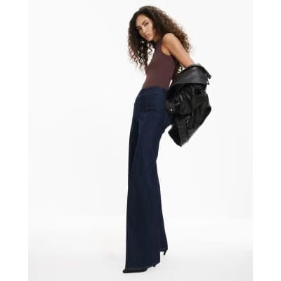 Indigo Pull-On Sculpt Palazzo Jeans