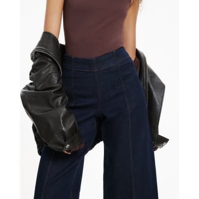 Indigo Pull-On Sculpt Palazzo Jeans