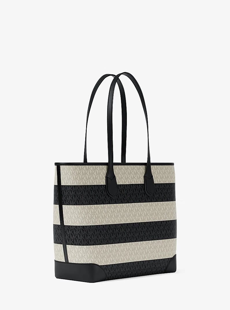 Eva Large Striped Signature Logo Tote Bag