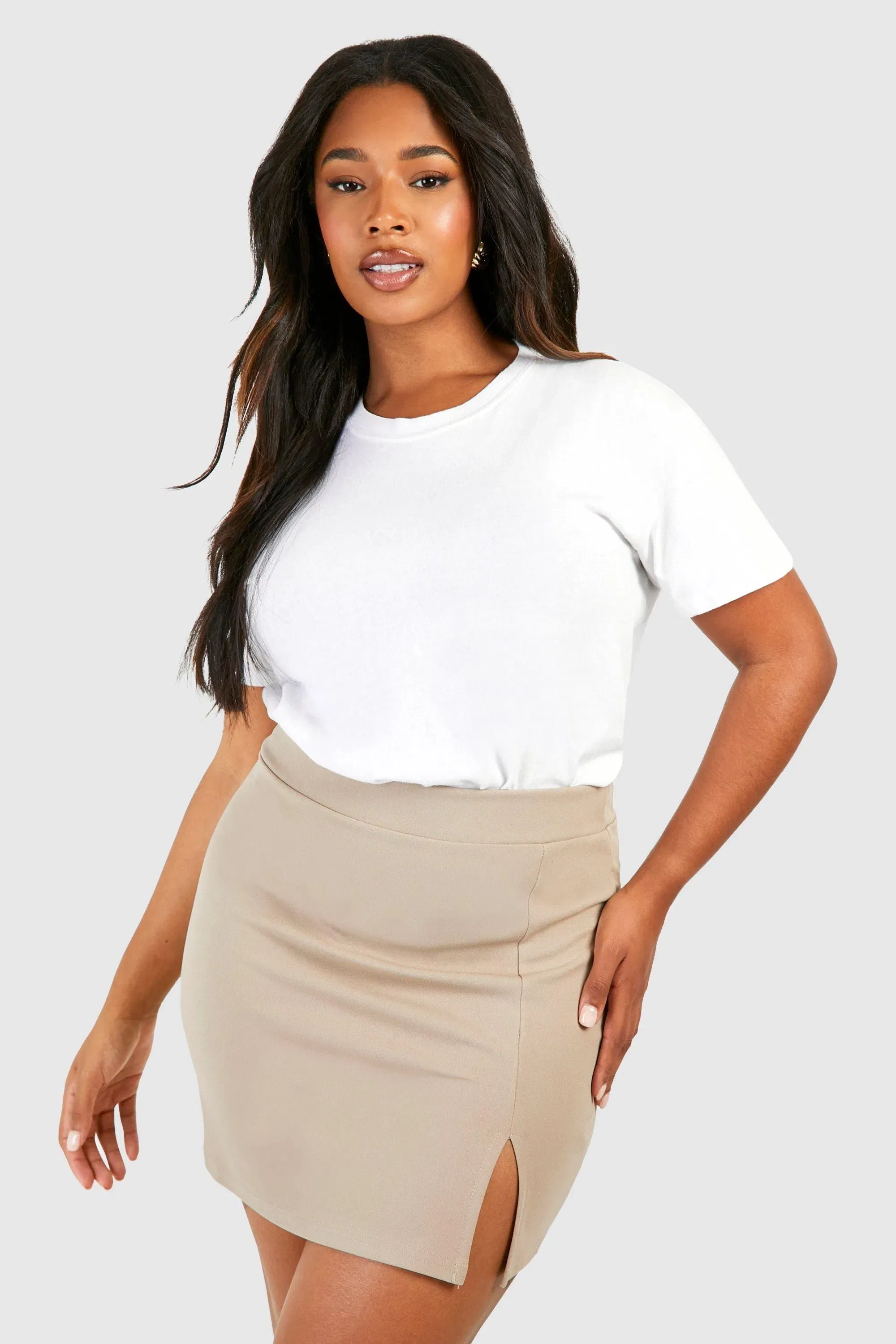 Plus Side Split Mini Skirt