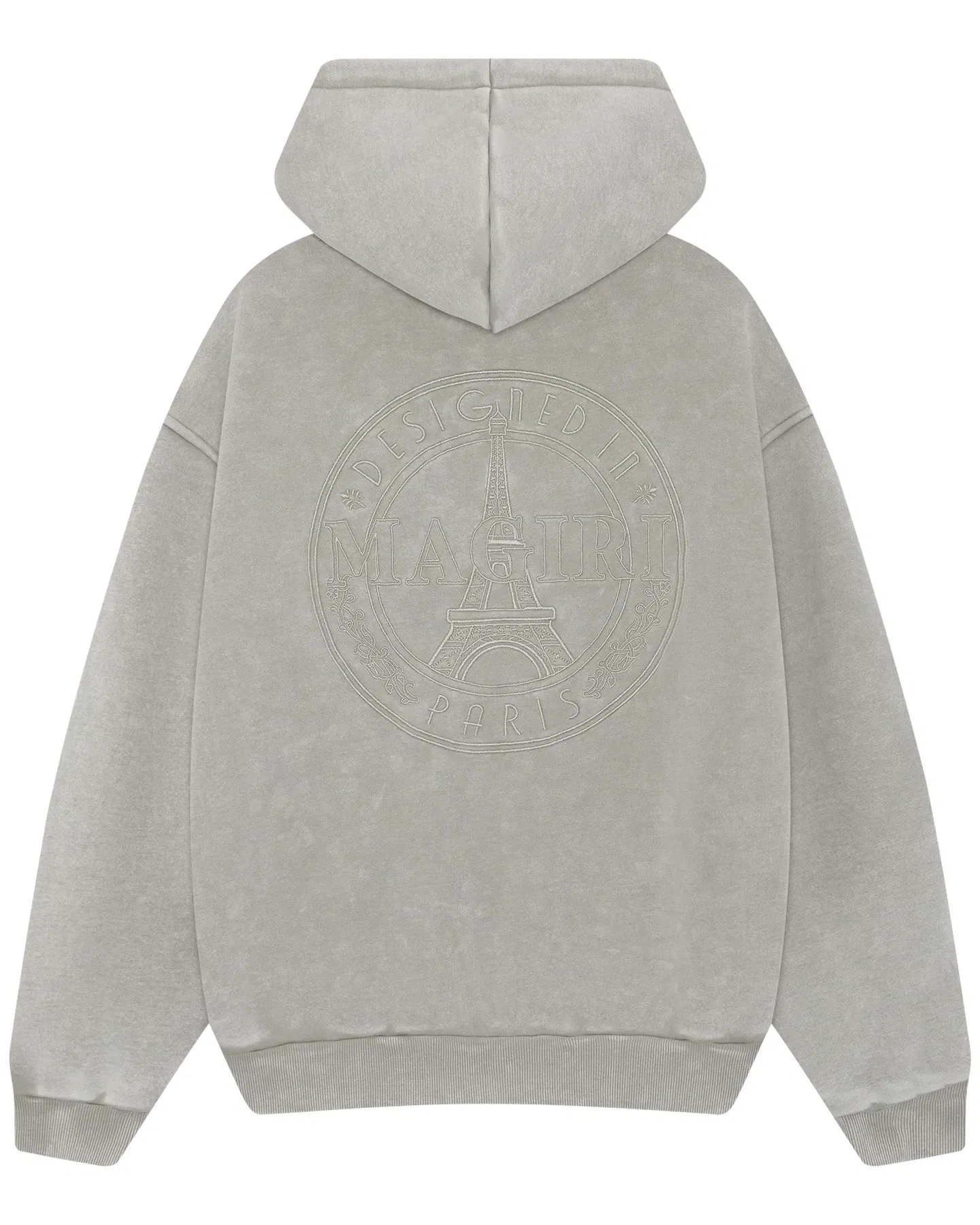 Magiri Embroidered Acid Wash Hoodie in Washed Oatmeal
