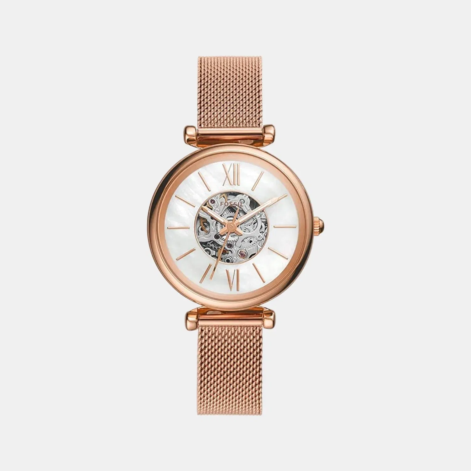 Fossil Carlie Women Automatic White Dial Analog Mesh Watch Me3188