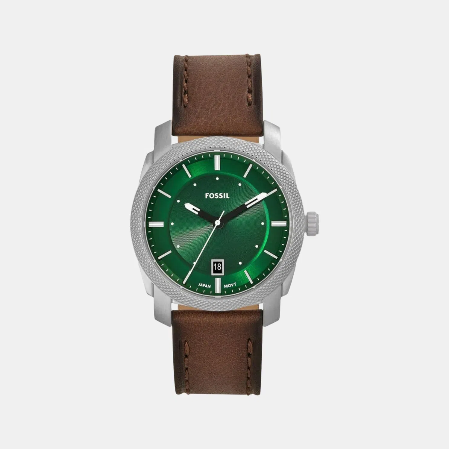 Fossil Machine Men Quartz Green Dial Analog Leather Watch Fs6085