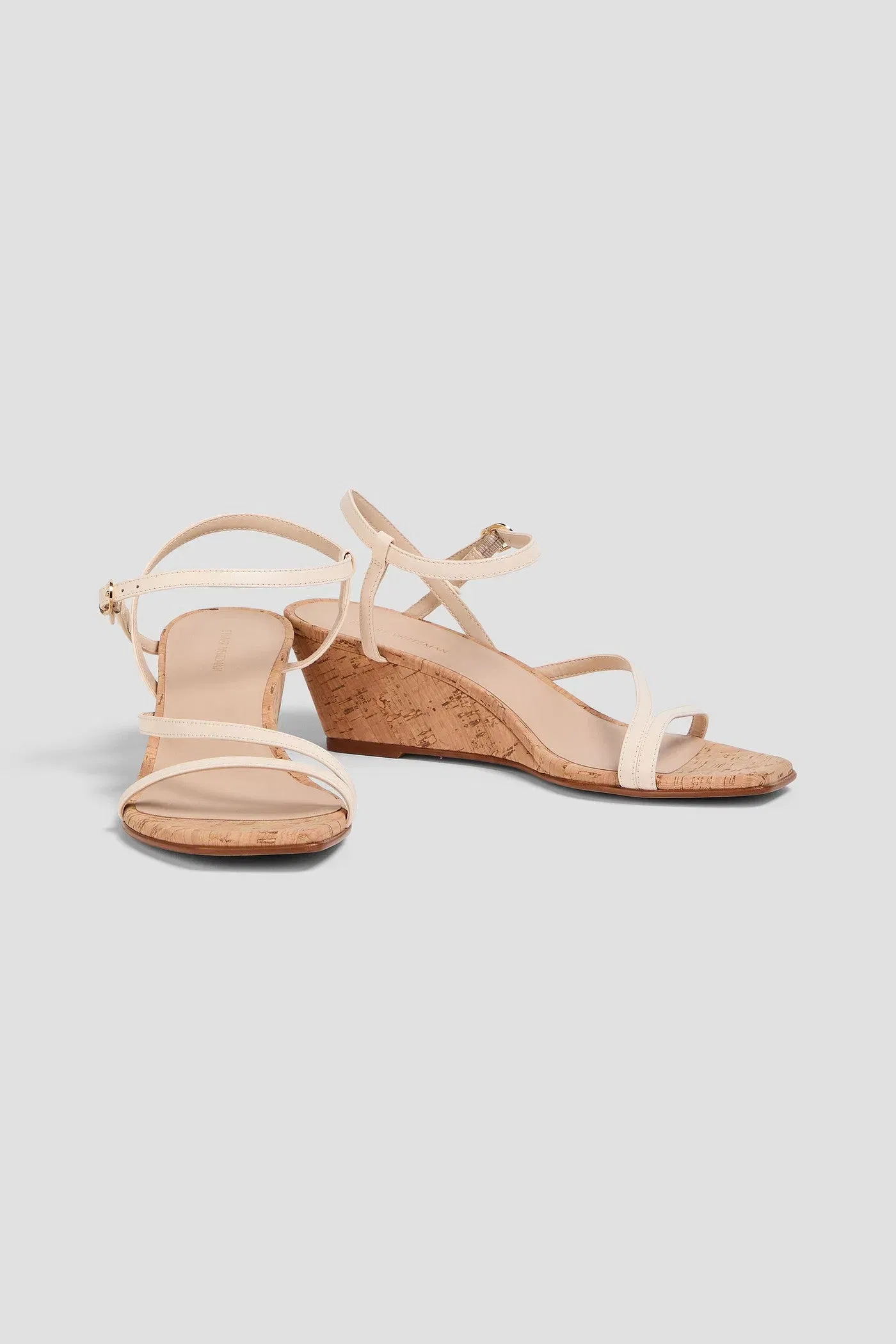 Stuart Weitzman Oasis 50 Leather Wedge Sandals Ecru Women's