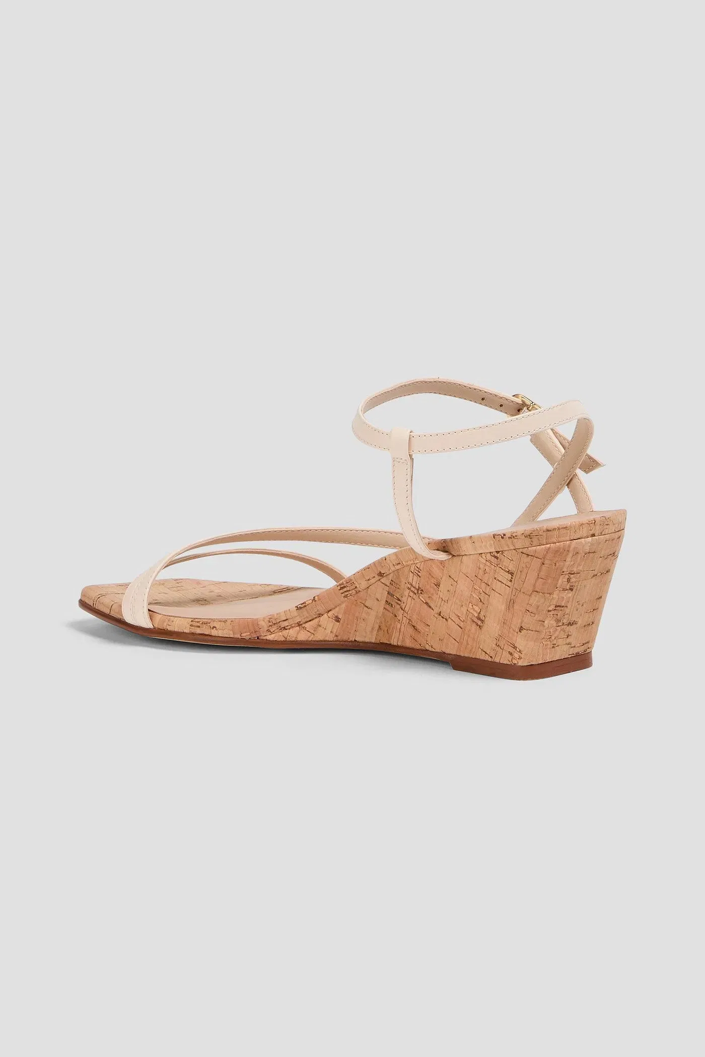 Stuart Weitzman Oasis 50 Leather Wedge Sandals Ecru Women's