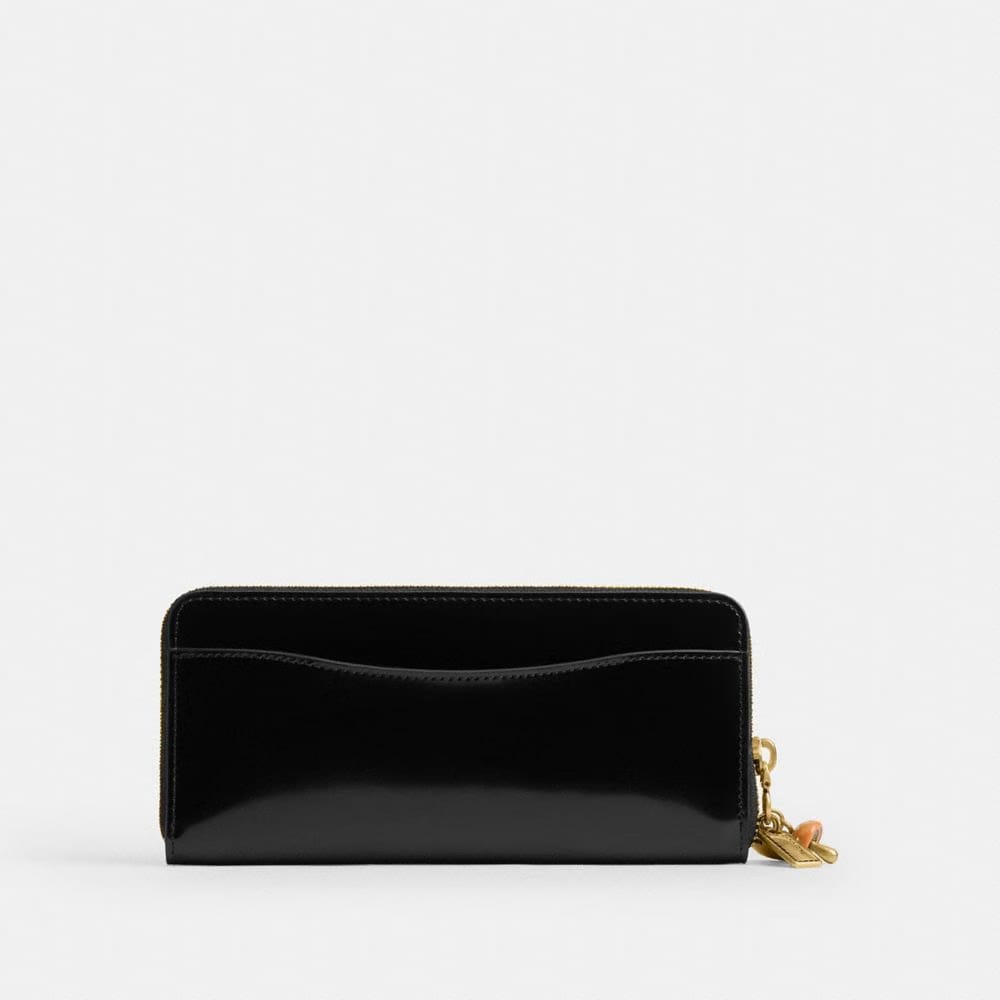 Coach Essential Slim Accordion Zip Wallet With Charms Brass Black