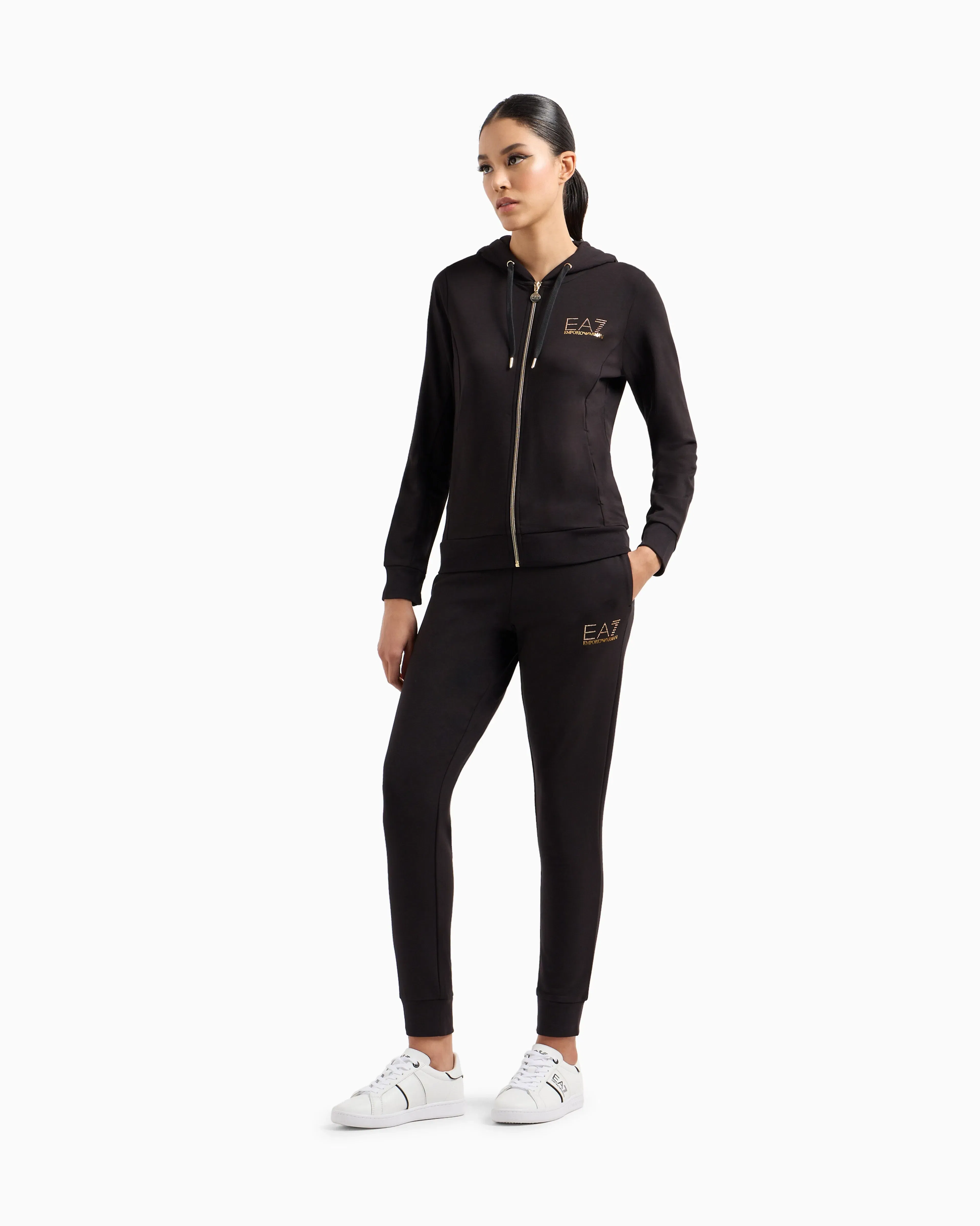EA7 Viscose suit with a zip-up hoodie and micro-studs Tracksuit