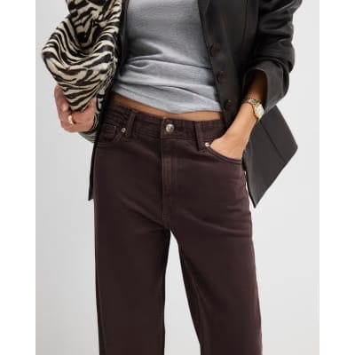 Brown Relaxed Straight Jeans