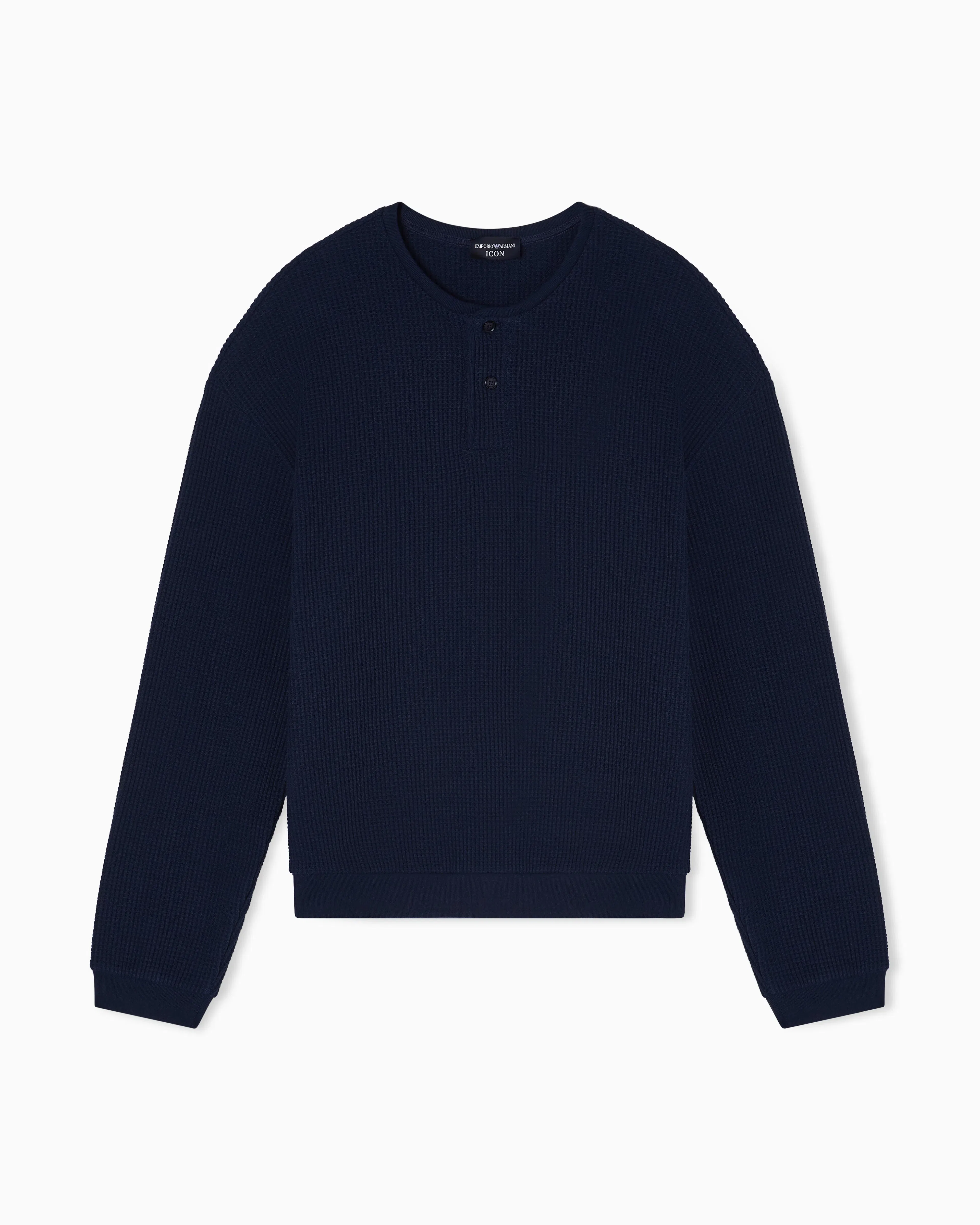 Emporio Armani Icon jersey-stitch, Henley-collar sweatshirt