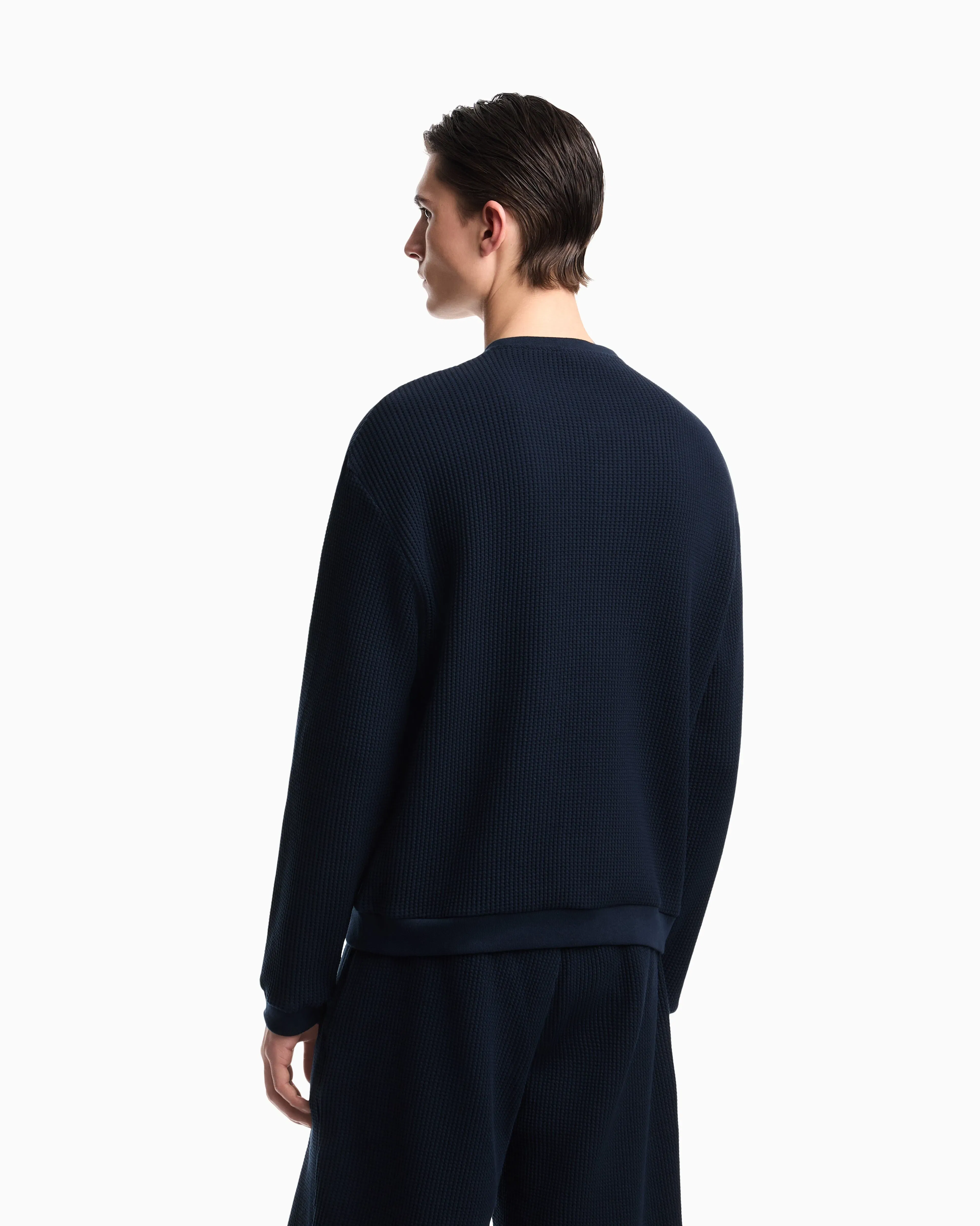 Emporio Armani Icon jersey-stitch, Henley-collar sweatshirt