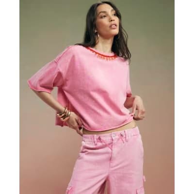 Pink Year Zero Embellished T-Shirt