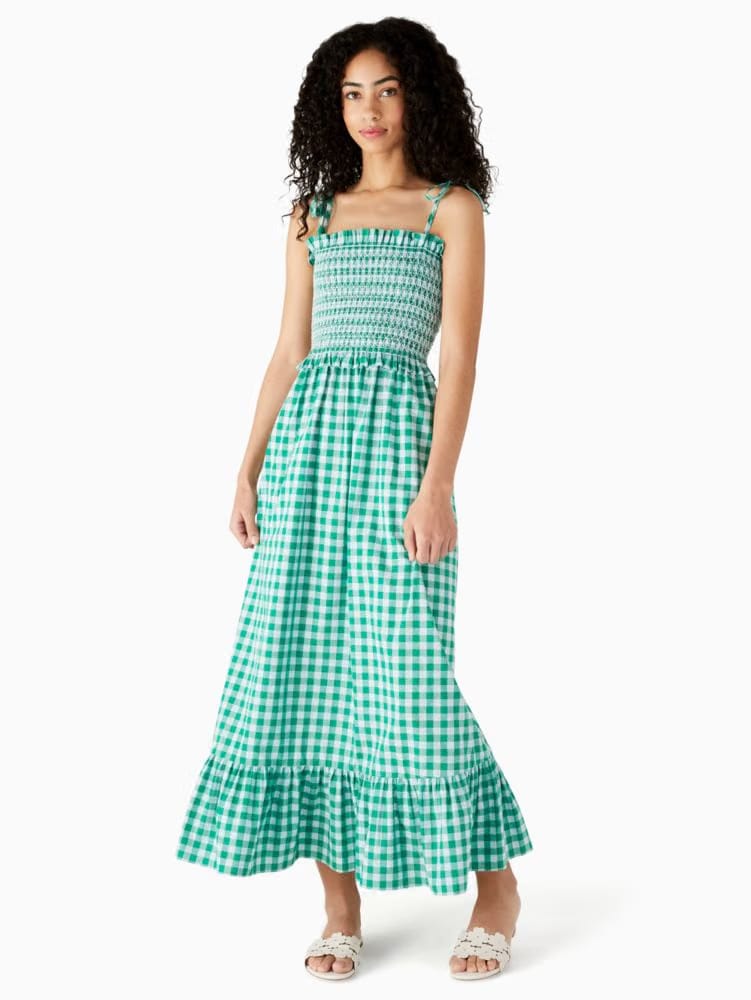 Gingham Smocked-bodice Dress