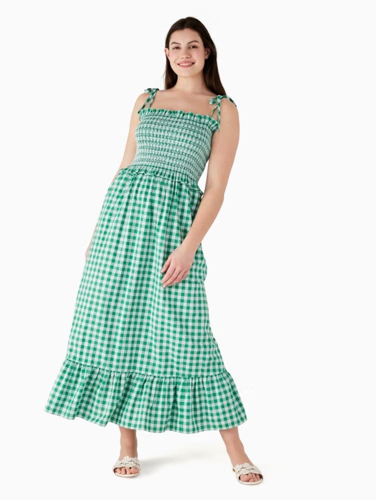 Gingham Smocked-bodice Dress